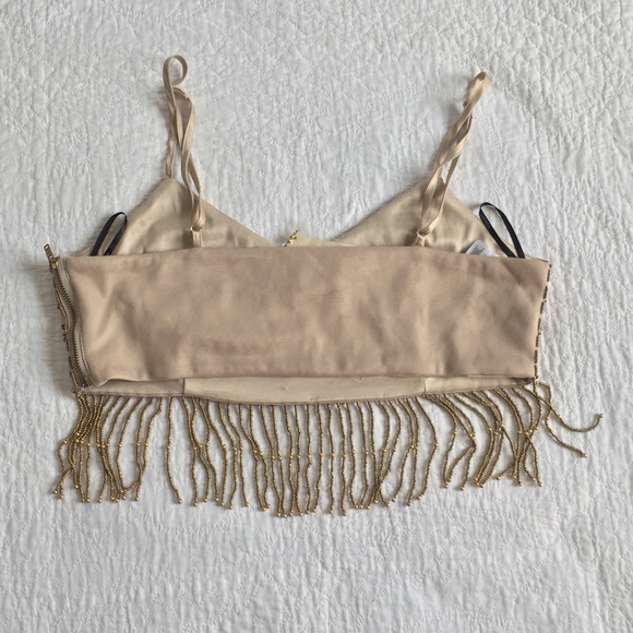 Gold Beaded Tan Crop Top NWT - Picture 4 of 7